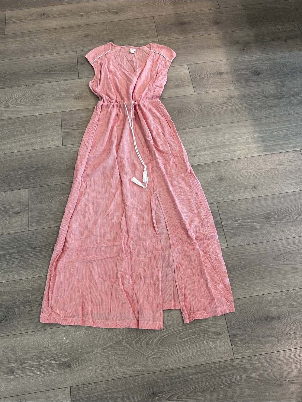 J. Crew Coral-Pink Maxi Dress with Drawstring